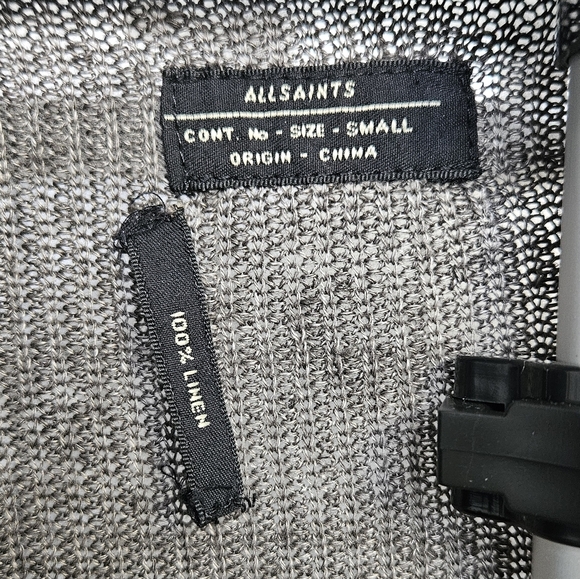 Allsaints Grey Brown Linen Cardigan Size Small - Picture 6 of 10